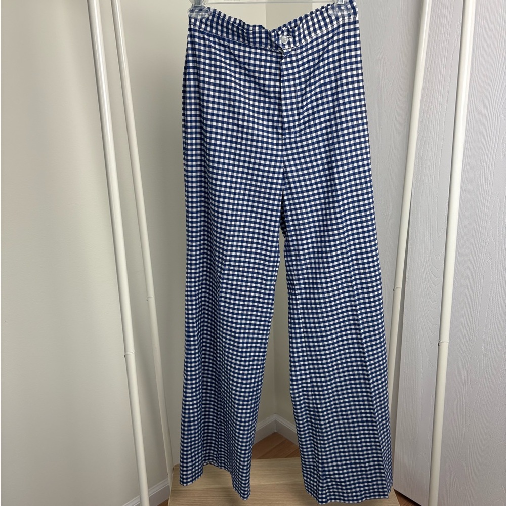Vintage Blue and White Checkered Gingham Trousers